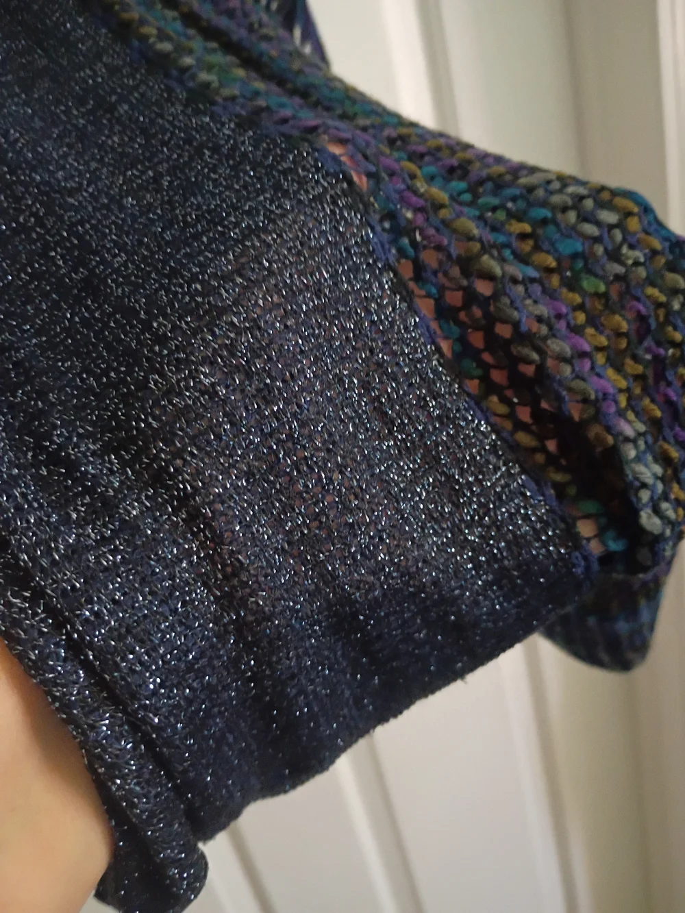 Sparkle Knit Infinity Scarf in Navy and Multicolor